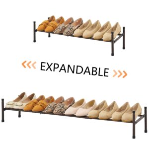 Tajsoon Expandable Shoe Rack Organizer, 1 Tier Adjustable & Stackable Shoe Shelf, Metal Iron Shoe Storage Organizer for Closet Bedroom Entryway, Bronze