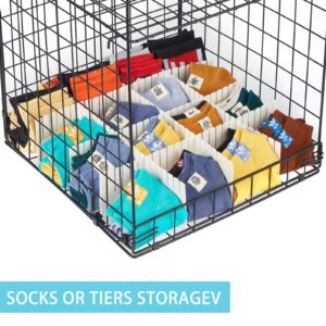 Yuyetuyo 6 Tier Hanging Closet Organizer Foldable Hanging Clothes Shelves with Adjustable Dividers, Closet Shelf Organizer for Clothing Sweaters Socks Dolls Handbags, Separable, Black