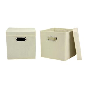 household essentials 39-1 decorative storage cube set with removable lids | natural | 2-pack