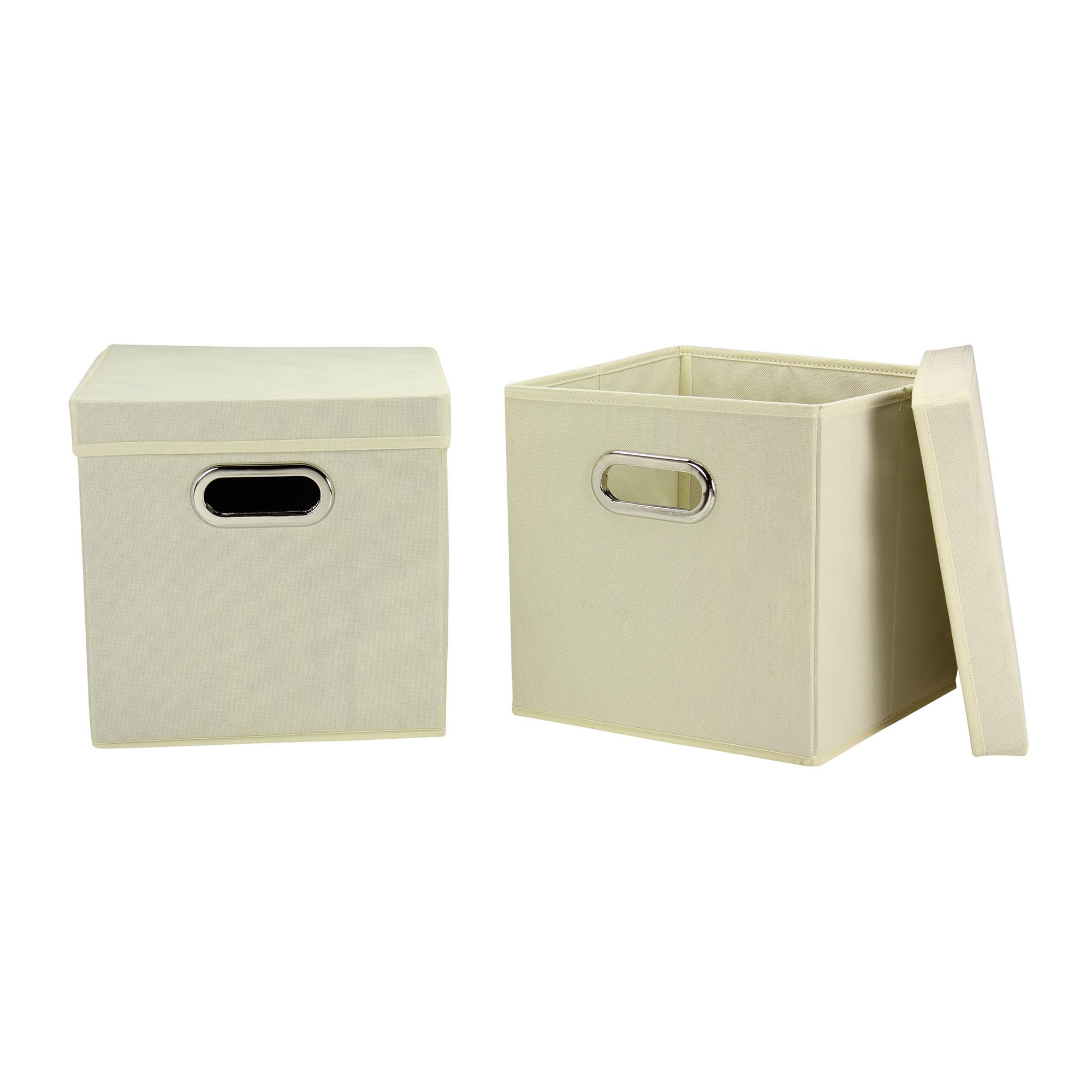 Household Essentials 39-1 Decorative Storage Cube Set with Removable Lids | Natural | 2-Pack