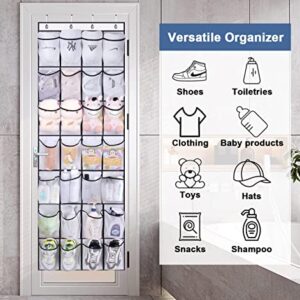 MISSLO 28 Large Pockets Over The Door Shoe Rack Hanging Shoe Organizer for Closet Door Shoe Storage Holder Mesh Hanger, White