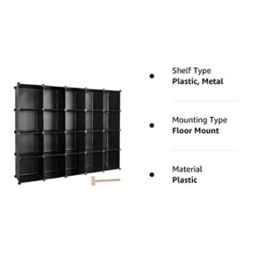 TUMUCUTE Cube Storage Organizer, 20-Cube DIY Plastic Closet Cabinet Modular Bookcase, Storage Shelves for Bedroom Living Room, Office, Black