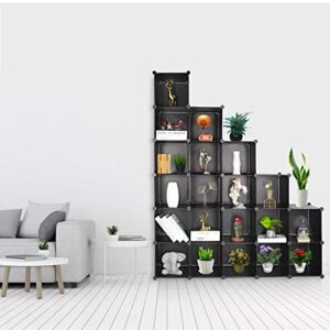 TUMUCUTE Cube Storage Organizer, 20-Cube DIY Plastic Closet Cabinet Modular Bookcase, Storage Shelves for Bedroom Living Room, Office, Black