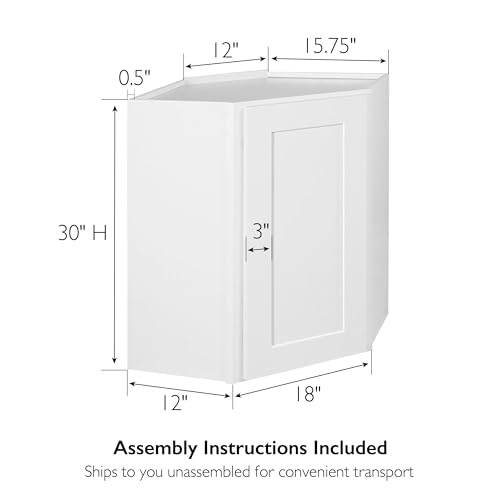 Design House 561779 Brookings Corner Wall Kitchen Cabinet WAC2430 24x30x12, White