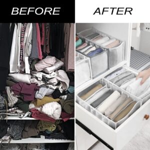 Evankin 3PCS Wardrobe Clothes Organizer - Drawer & Closet Storage Organizer - Nylon Mesh Organizer - 3-Kinds of Size for Jeans, Leggings, Shirts (Grey)
