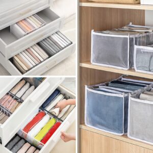 Evankin 3PCS Wardrobe Clothes Organizer - Drawer & Closet Storage Organizer - Nylon Mesh Organizer - 3-Kinds of Size for Jeans, Leggings, Shirts (Grey)