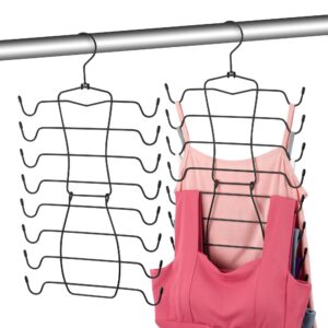 omhomety 2 pack tank top hangers, bra organizer for closet, space saving closet organizers and storage, dorm room essentials for college students girls, black