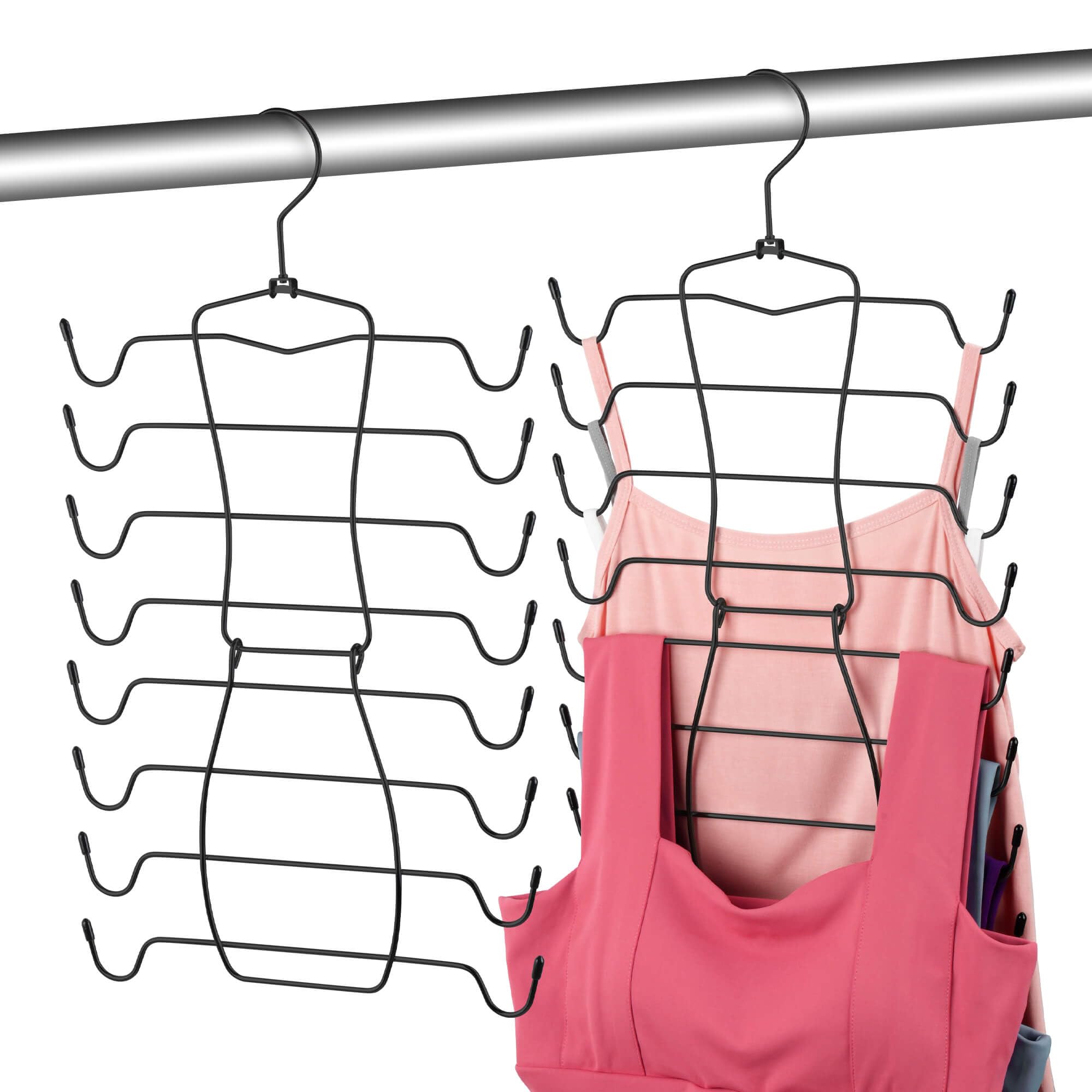 OMHOMETY 2 Pack Tank Top Hangers, Bra Organizer for Closet, Space Saving Closet Organizers and Storage, Dorm Room Essentials for College Students Girls, Black