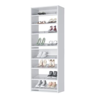 closet shelves tower - modular closet system with shoe shelves (8) - corner closet system - closet organizers and storage shelves (white, 25.5 inches wide) closet shelving