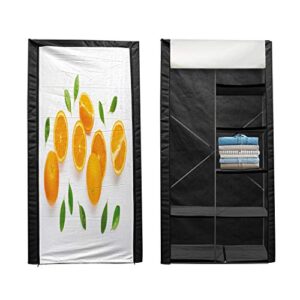 Ambesonne Summer Orange Portable Fabric Wardrobe, Hand Picked Fresh Fruits Ripe Ready to Eat Sliced Juicy Pattern, Clothing Organizer and Storage Closet with Shelves, 33.5", White Green and Orange