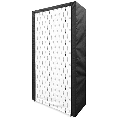 Ambesonne Golf Portable Fabric Wardrobe, Ball Ready Pattern Modern Game Hobby Player Entertainment Illustration, Clothing Organizer and Storage Closet with Shelves, 33.5", Charcoal Grey White