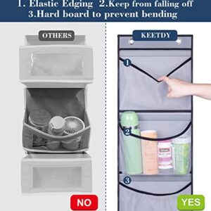 KEETDY Hanging Shelves Over the Door Organizer Storage for Closet with 5 Pockets Organizer for Bedroom Bathroom, 2 Pack（Grey）