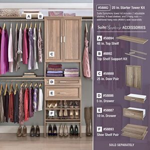 ClosetMaid SuiteSymphony Wood Closet Set, Add On Accessory Shaker Style, For Storage, Clothes, Units, Natural Gray/Satin Nickel, 25" Door Pair