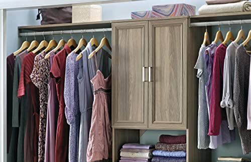 ClosetMaid SuiteSymphony Wood Closet Set, Add On Accessory Shaker Style, For Storage, Clothes, Units, Natural Gray/Satin Nickel, 25" Door Pair