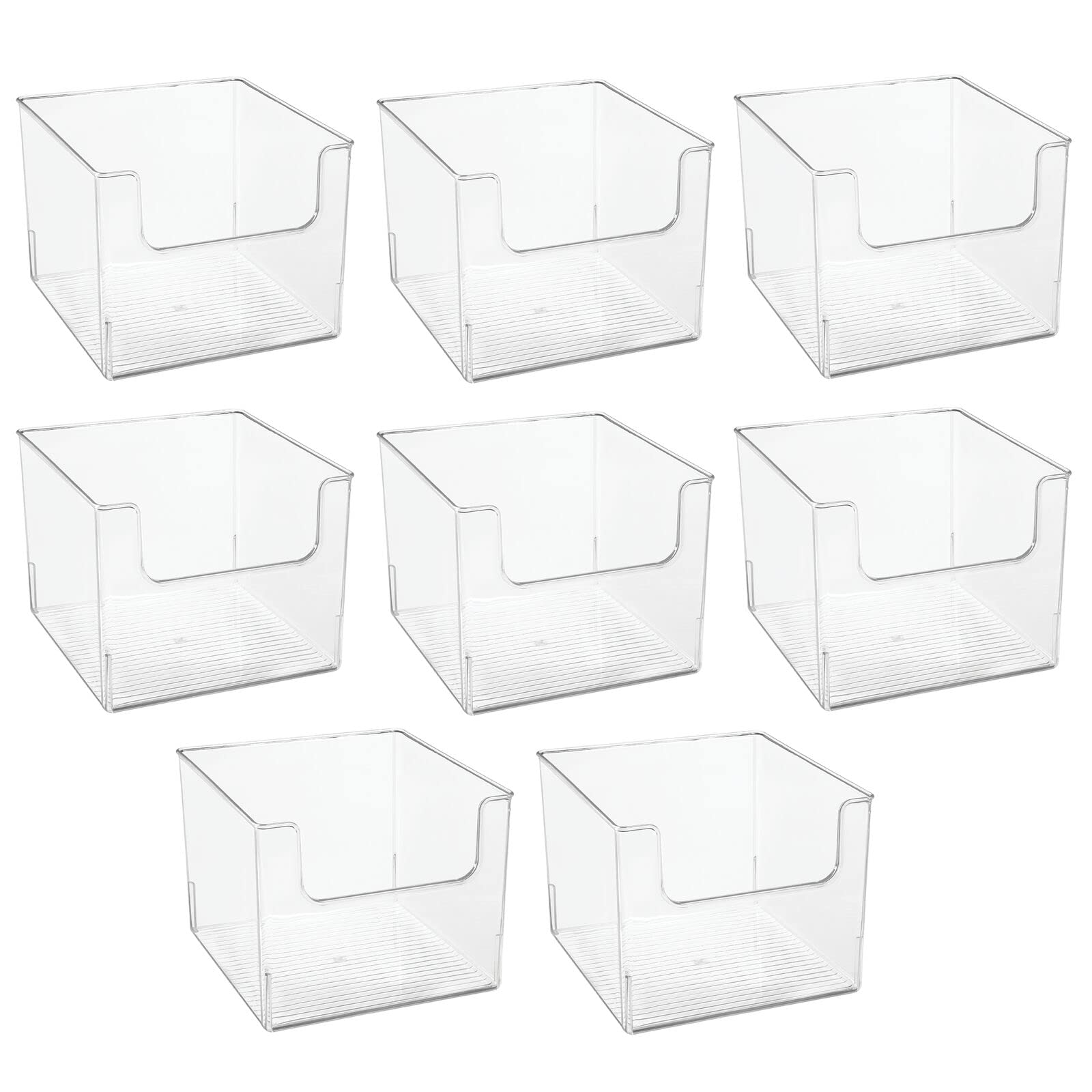 mDesign Modern Plastic Open Front Dip Storage Organizer Bin Basket for Bathroom Organization - Vanity Shelf, Cubby, Cabinet, and Closet Organizing Decor - Ligne Collection - 8 Pack - Clear