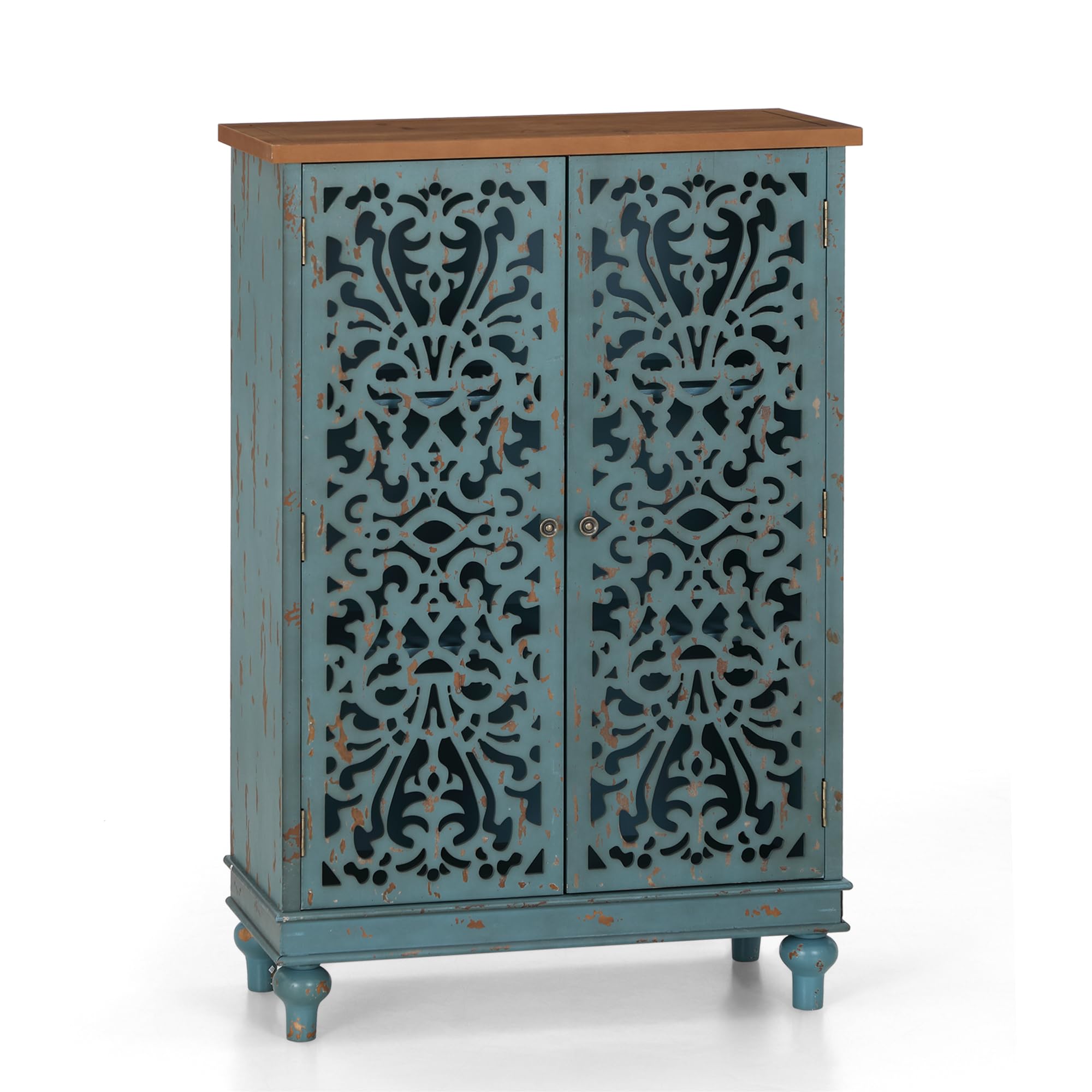 Sophia & William Tall Storage Cabinet 47.4", Decorative Cabinet with Storage, 2-Door Accent Cabinet, for Living Room, Dining Room, Blue