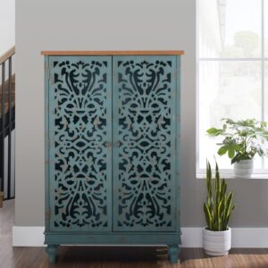 Sophia & William Tall Storage Cabinet 47.4", Decorative Cabinet with Storage, 2-Door Accent Cabinet, for Living Room, Dining Room, Blue