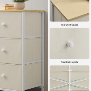 SONGMICS Bedroom, Chest, 6 Drawer, Closet Fabric Dresser with Metal Frame, by The yard, Camel Yellow + Cream White