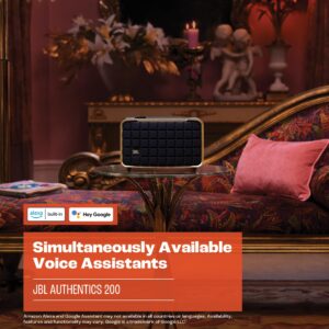 JBL Authentics 200 - Retro Style Smart Home Speaker with Built in Wi-Fi, Bluetooth and Voice Assistants, Alexa and Google Assistant, Multi-Room Playback, Automatic self tuning