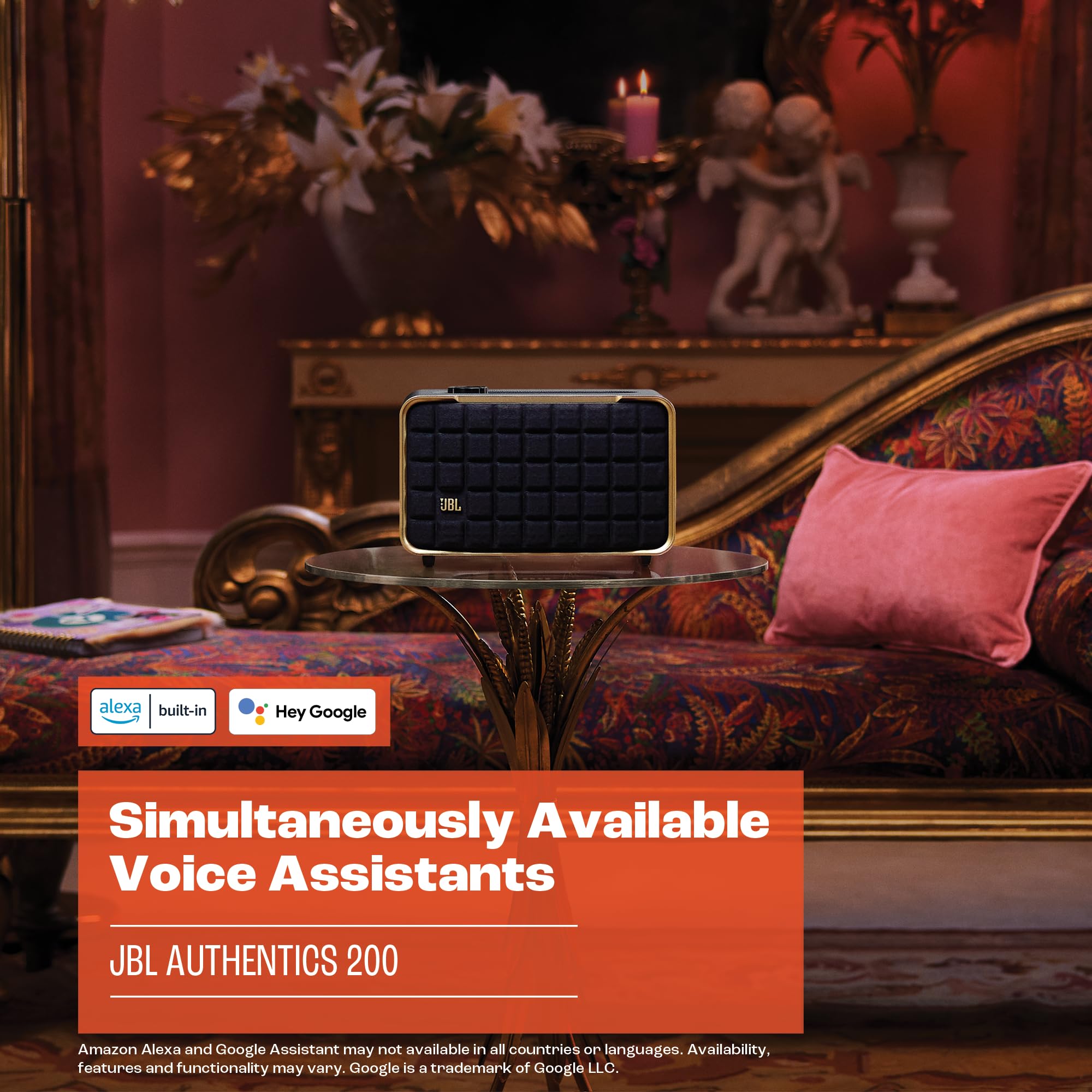 JBL Authentics 200 - Retro Style Smart Home Speaker with Built in Wi-Fi, Bluetooth and Voice Assistants, Alexa and Google Assistant, Multi-Room Playback, Automatic self tuning