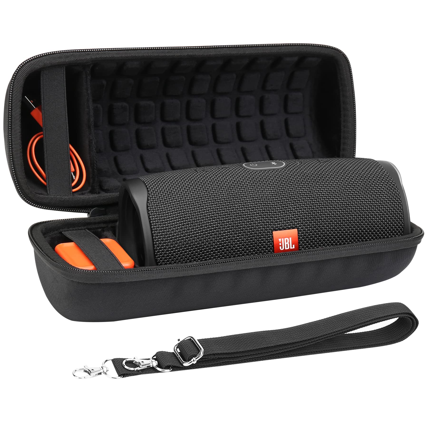co2CREA Hard Travel Case Replacement for JBL Charge 4 / Charge 5 Waterproof Bluetooth Speaker (Black Case)