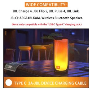 Fast Charger Charging Cable Cord Compatible with for JBL Charge 4, Charge5, JBL Flip 5, Flip 6,JBL Pulse 4 Clip4,JRPOP, Endurance Peak II, JBLCHARGE4BLKAM Wireless Bluetooth Earphones Speakers Type C