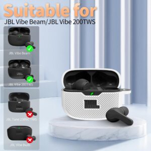 KGDHjuei for JBL Vibe 200TWS/JBL Vibe Beam Case Cover, Silicone Protective Shock Cover Compatible with JBL Vibe 200TWS & JBL Vibe Beam True Wireless Headphones Charging Case with Carabiner (White)