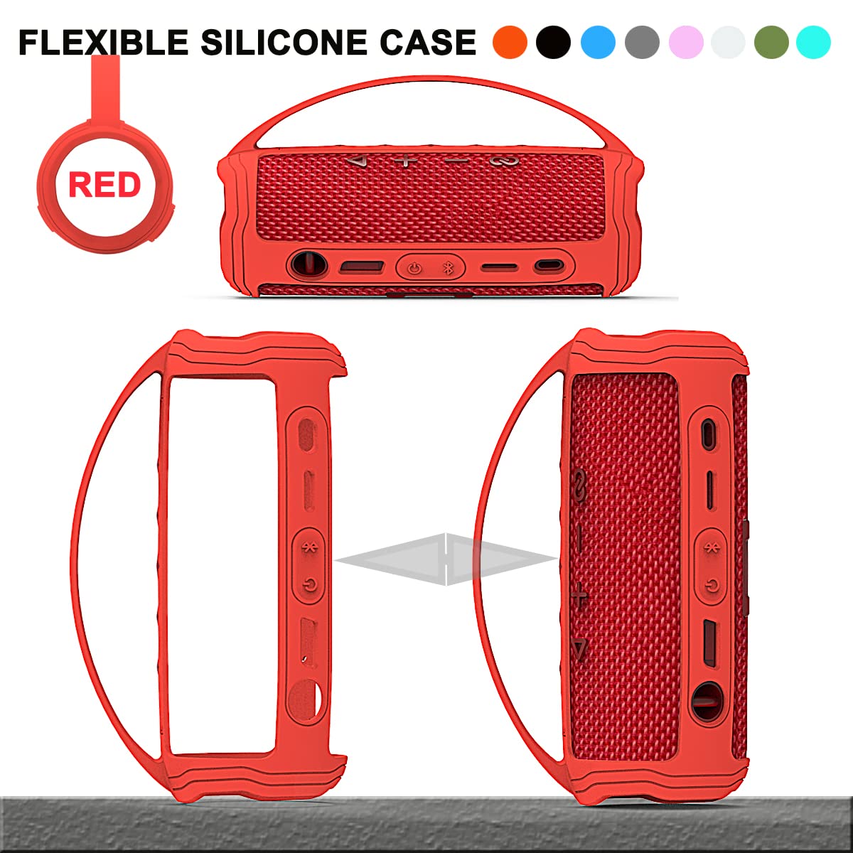 Silicone Cover Case for JBL Flip 6 Portable Bluetooth Speaker, Protective Carrying Case for JBL Flip 6 Speaker Accessories (Only Case) (Red Case)