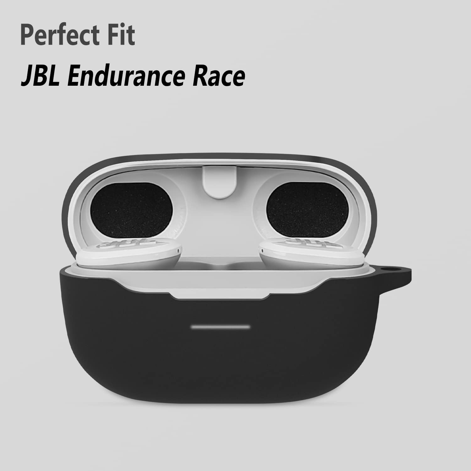 Geiomoo Silicone Case Compatible with JBL Endurance Race, Protective Cover with Carabiner (Black)