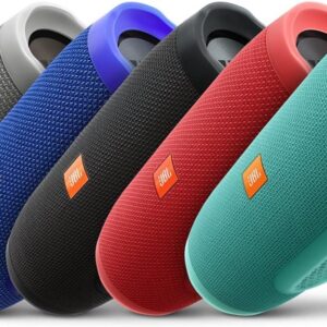 JBL Charge 3 Waterproof Portable Bluetooth Speaker, includes Microfiber Cleaning Cloth - Red