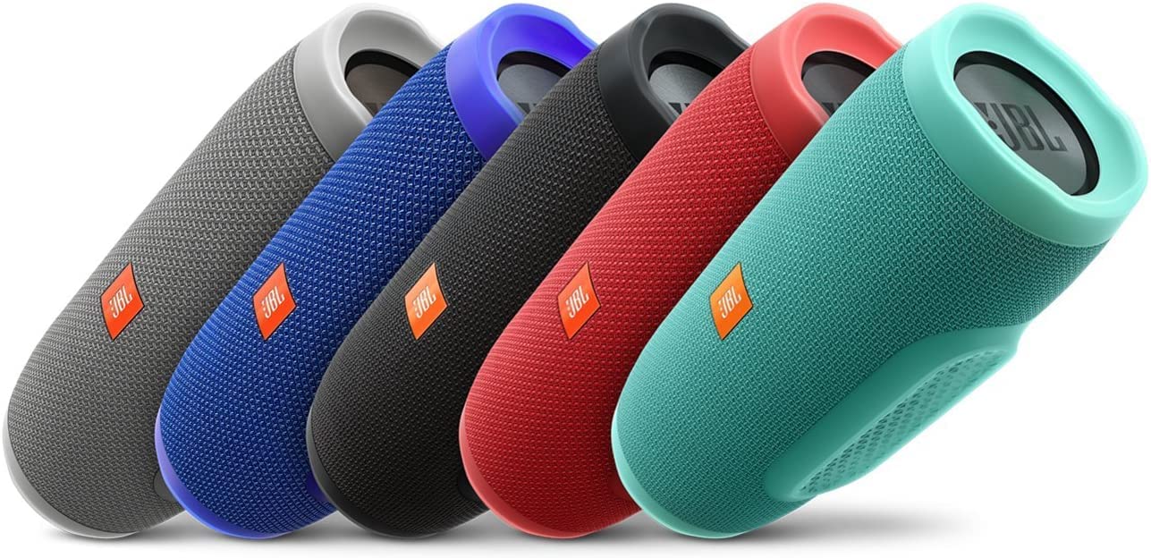 JBL Charge 3 Waterproof Portable Bluetooth Speaker, includes Microfiber Cleaning Cloth - Red