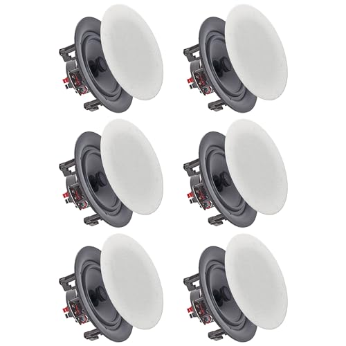 Vaiyer Set of 6 Frameless 5.25 Inch 8 Ohm 175 Watts Speakers, Flush Mount in-Wall in-Ceiling 2-Way Mid Bass Woofer Speaker - Perfect for Home, Office, Kitchen, Living Room