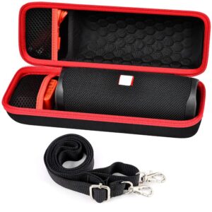 case for jbl flip 5/for flip 6 waterproof portable bluetooth speaker, travel storage accessories bag fits for jbl flip 4, usb cable and adapter not included - black and red