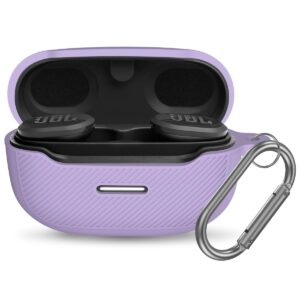 yipinjia for jbl endurance race case cover, silicone protective portable scratch shock resistant cover compatible with jbl endurance race earbuds charging case with carabiner(purple)