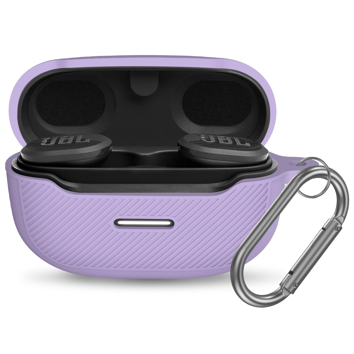 YIPINJIA for JBL Endurance Race Case Cover, Silicone Protective Portable Scratch Shock Resistant Cover Compatible with JBL Endurance Race Earbuds Charging Case with Carabiner(Purple)