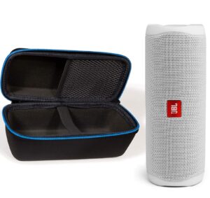 jbl flip 5 waterproof portable wireless bluetooth speaker bundle with divvi! protective hardshell case - white