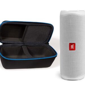 JBL Flip 5 Waterproof Portable Wireless Bluetooth Speaker Bundle with divvi! Protective Hardshell Case - White