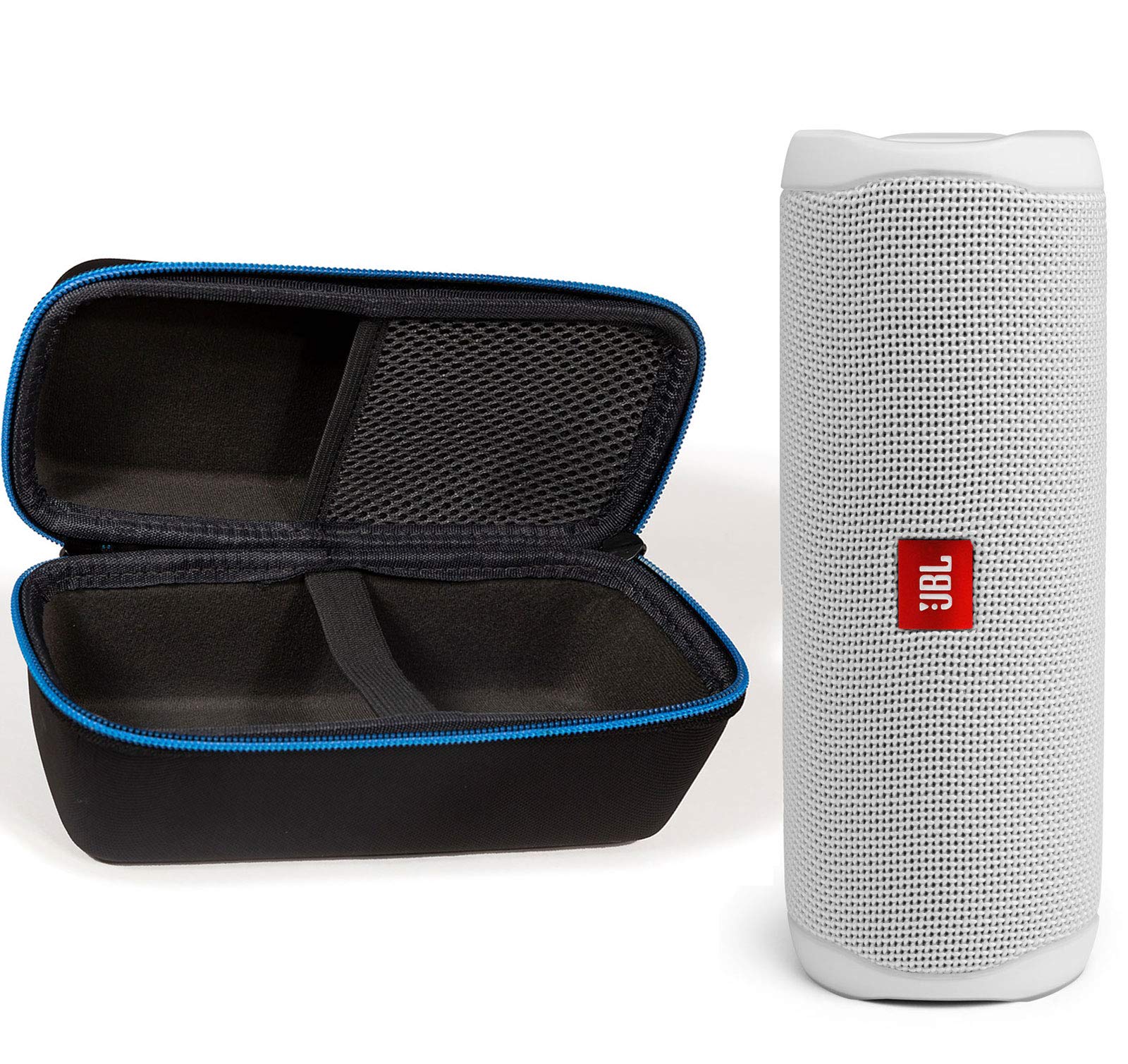 JBL Flip 5 Waterproof Portable Wireless Bluetooth Speaker Bundle with divvi! Protective Hardshell Case - White