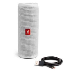 JBL Flip 5 Waterproof Portable Wireless Bluetooth Speaker Bundle with divvi! Protective Hardshell Case - White