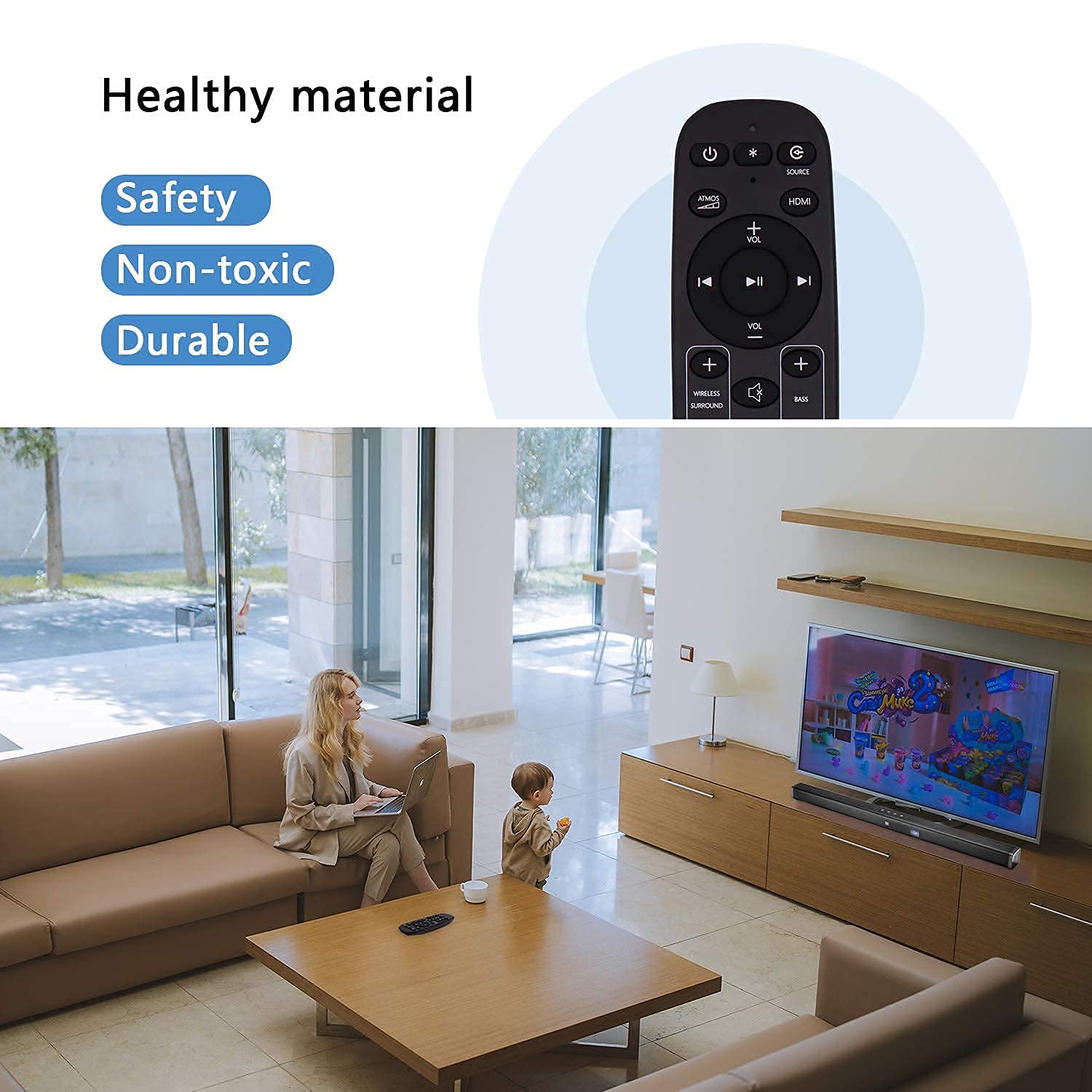 New Remote Control with Battery Replacement for JBL 9.1 Soundbar JBL 5.1 Soundbar JBL 3.1 Soundbar JBL 2.1 Soundbar JBL 2.0 Soundbar JBL JBL2GBAR51IMBLKAM Bar 5.1 Surround SoundBar System