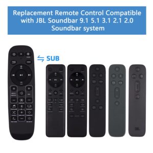 New Remote Control with Battery Replacement for JBL 9.1 Soundbar JBL 5.1 Soundbar JBL 3.1 Soundbar JBL 2.1 Soundbar JBL 2.0 Soundbar JBL JBL2GBAR51IMBLKAM Bar 5.1 Surround SoundBar System