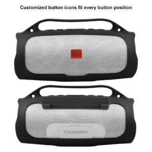 Silicone Case for JBL Charge 4 Portable Waterproof Wireless Bluetooth Speaker, TXEsign Travel Carrying Case Protective Pouch Cover with Handle Adjustable Shoulder Strap and Phone Holder Stand (Black)