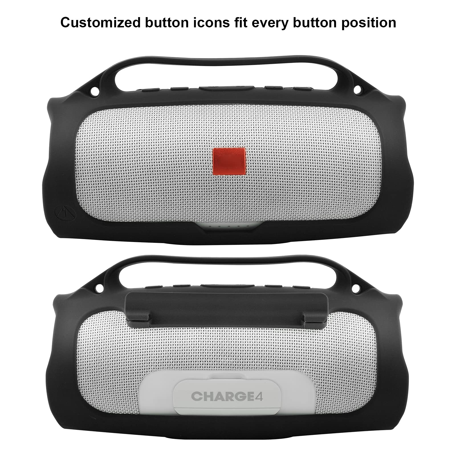 Silicone Case for JBL Charge 4 Portable Waterproof Wireless Bluetooth Speaker, TXEsign Travel Carrying Case Protective Pouch Cover with Handle Adjustable Shoulder Strap and Phone Holder Stand (Black)