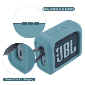 TXesign Silicone Case for JBL Go 3 Portable Speaker with Removable Strap for Bike Golf Cart Travel Carrying Case Protective Sleeve Speaker Cover (Sky Blue)