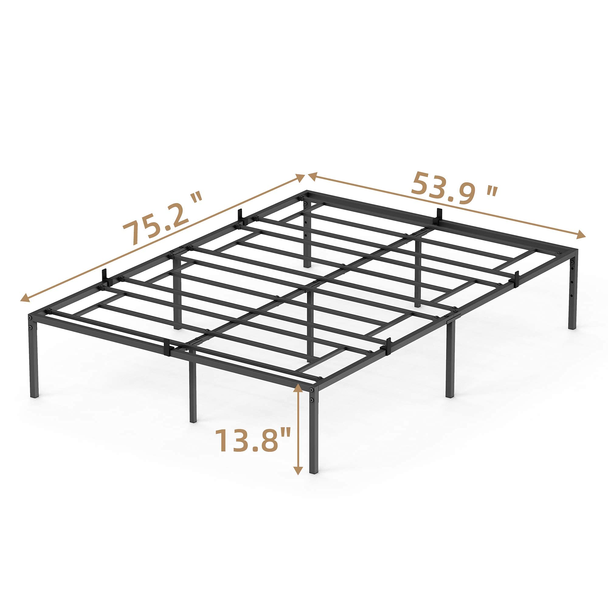 coucheta Full Metal Platform Bed Frame with Sturdy Steel Bed Slats,Mattress Foundation No Box Spring Needed Large Storage Space Easy to Assemble Non-Shaking and Non-Noise Black (Full)