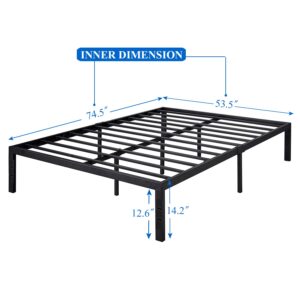 VECELO 14 Inch Metal Platform Bed Frame,Heavy Duty Steel Slat/Noise Free&No Box Spring Needed/Easy Assembly Mattress Foundation, Full Size