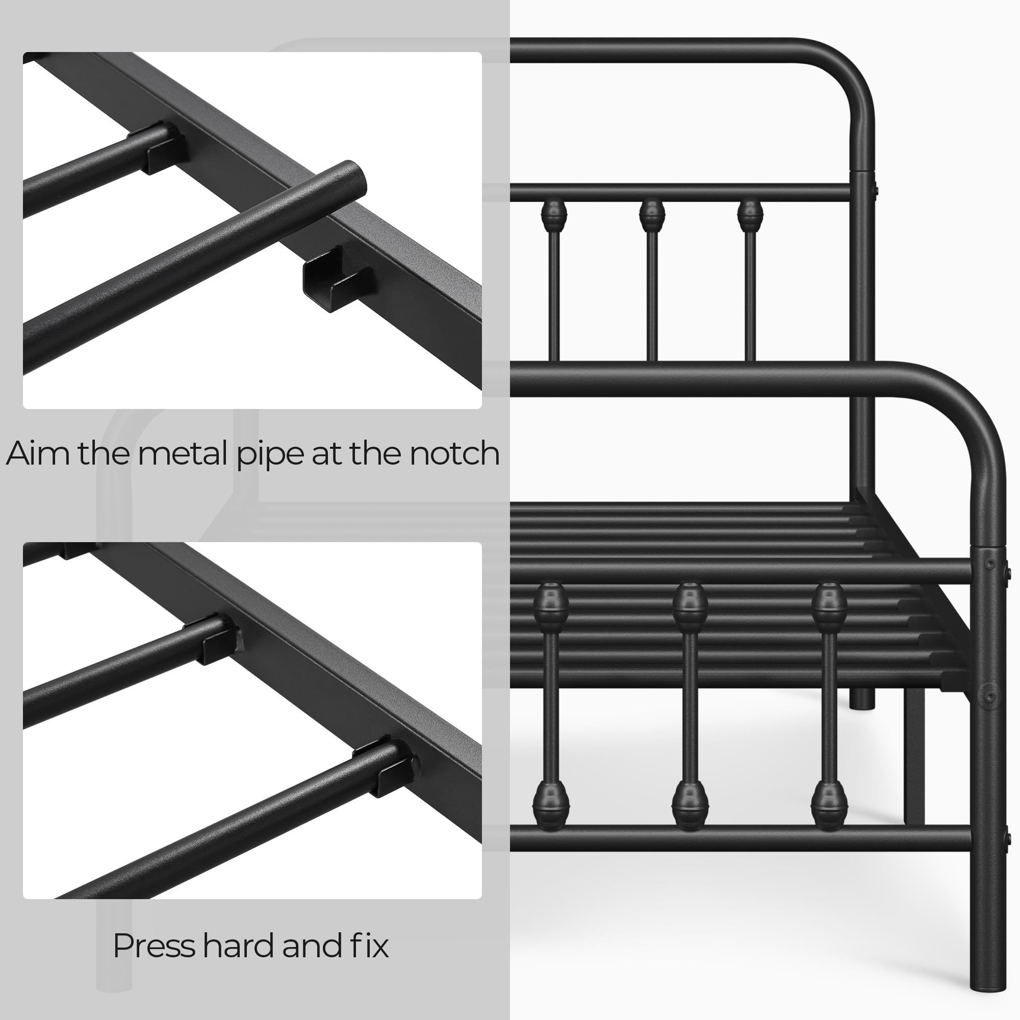 Yaheetech Classic Metal Platform Bed Frame Mattress Foundation with Victorian Style Iron-Art Headboard/Footboard/Under Bed Storage/No Box Spring Needed/Twin XL Size Black