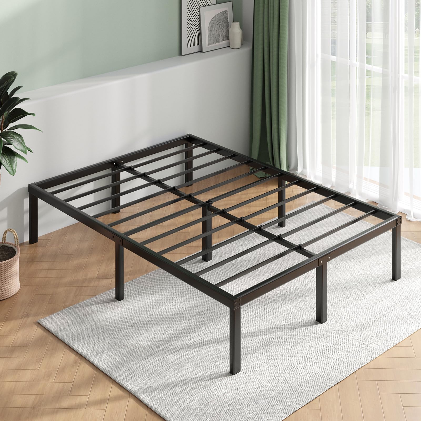 Novilla Queen Bed Frame, 14 Inch Metal Platform Bed Frame Queen Size with Storage Space Under Bed Frames, Heavy Duty Steel Slat Support, No Box Spring Needed, Easy Assembly