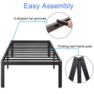 Nordicbed 16 Inch High Platform Queen Bed Frame No Box Spring Needed, Metal Bed Frame Queen Size, Noise Free, Easy Assembly, Heavy Duty, Black