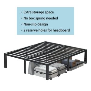 MAF Full Size Bed Frame 14 Inch Heavy Duty Metal Platform BedFrame with Black Steel Slat Support Noise Free Full-Bed-Frame, No Box Spring Needed